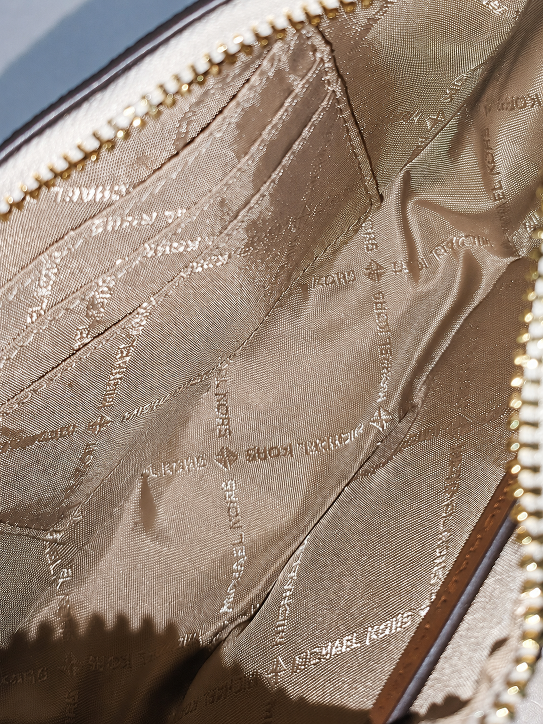 Michael Kors Monogram Shoulder Bag – White & Brown