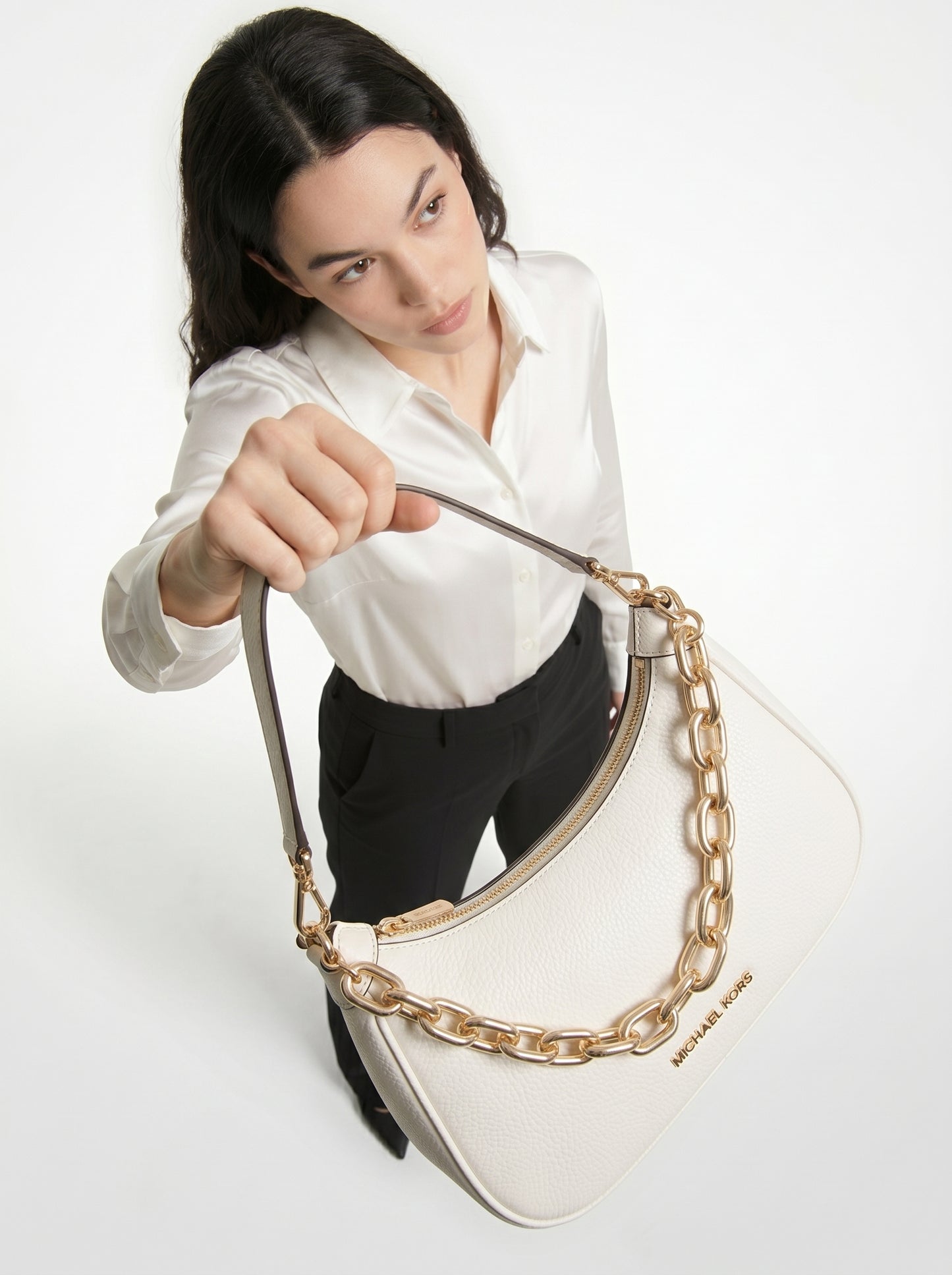 Michael Kors White Chain Shoulder Bag