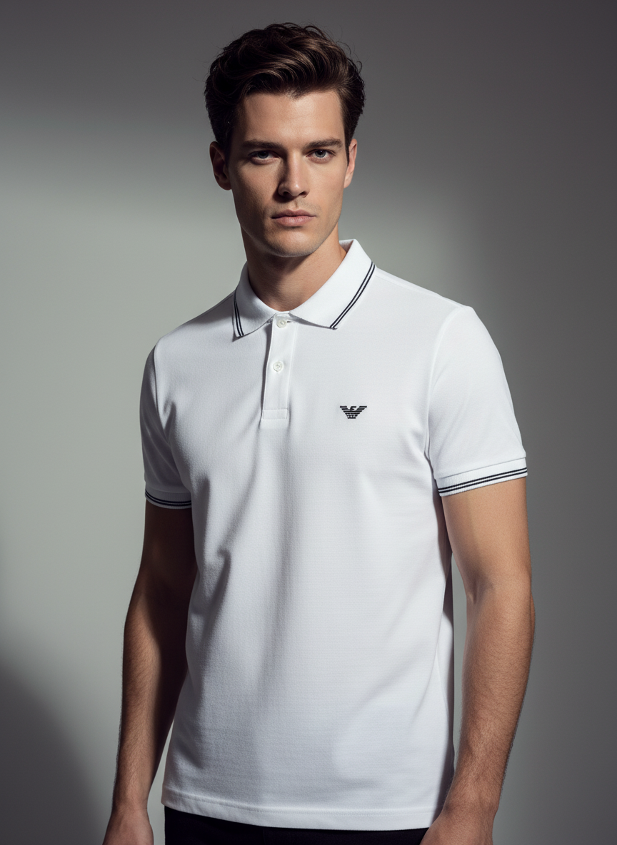 Emporio Armani embroidered-logo short-sleeved polo shirt