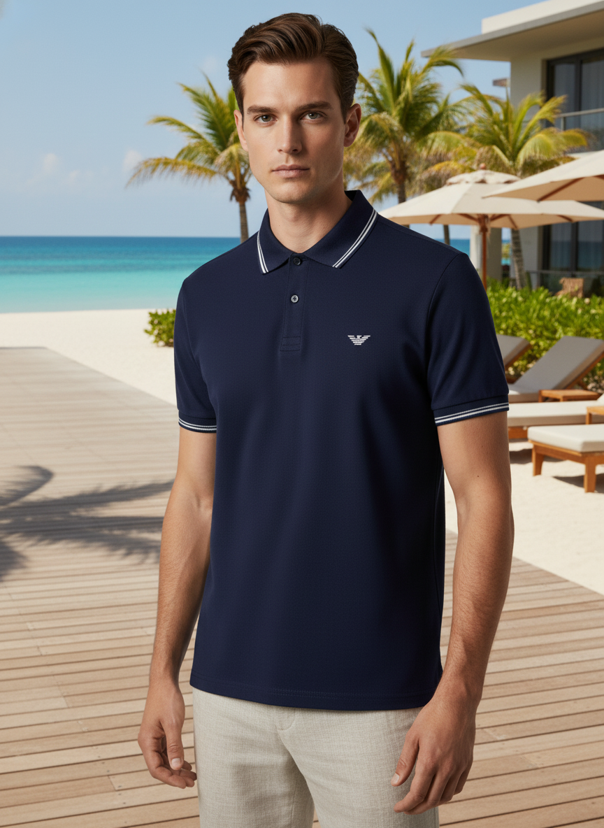 Emporio Armani embroidered-logo short-sleeved polo shirt