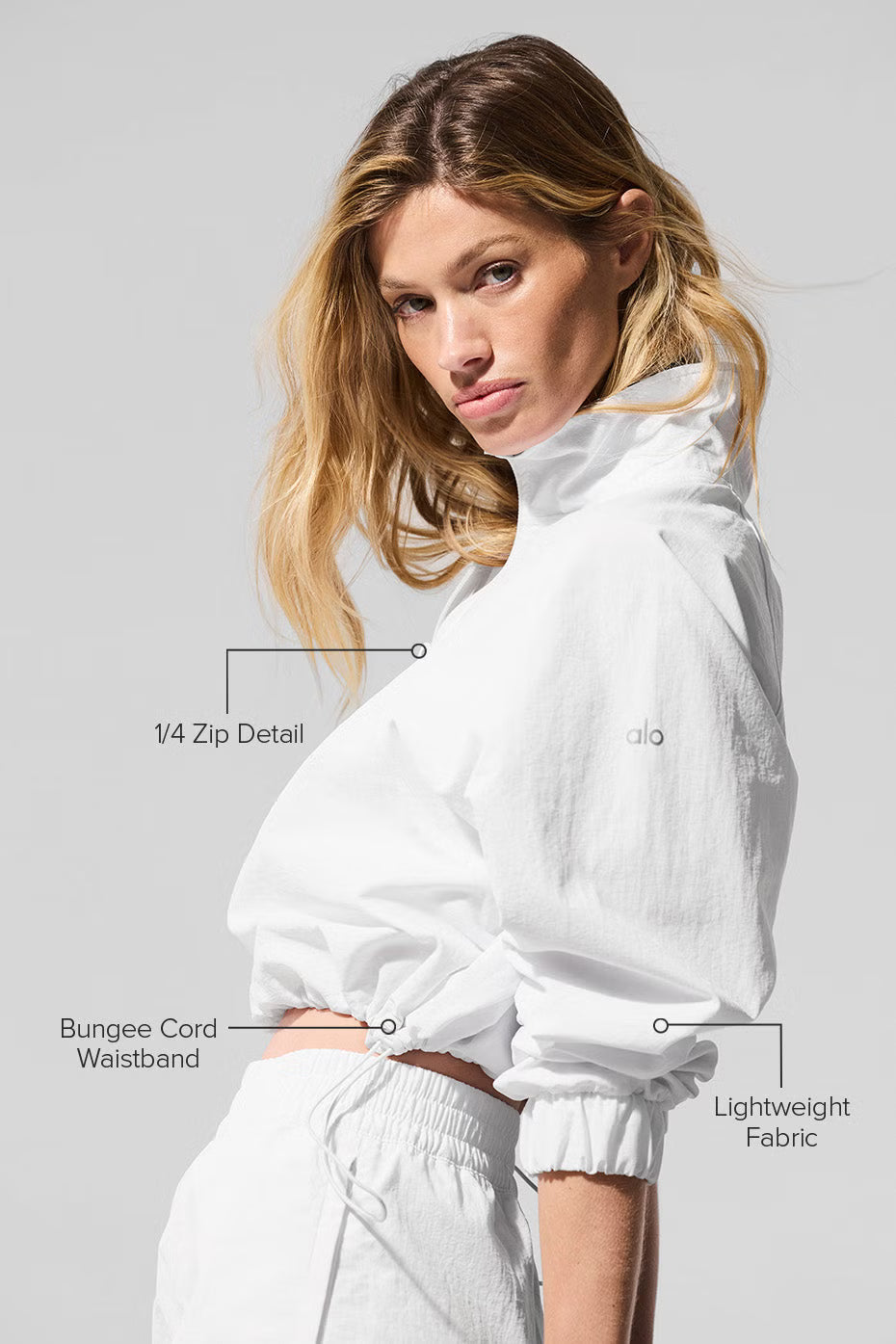 Cropped 1/4 Zip Alumni Pullover - ALO