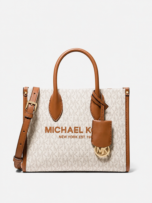Michael Kors Monogram Tote Bag – White & Brown
