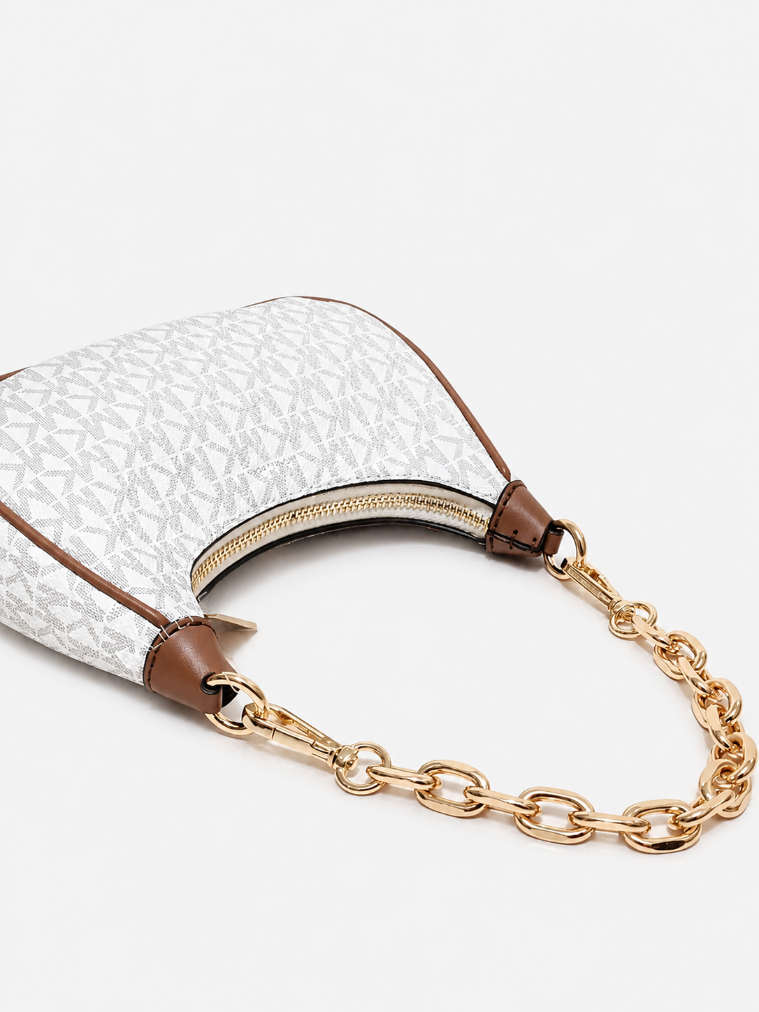 Michael Kors Monogram Shoulder Bag – White & Brown