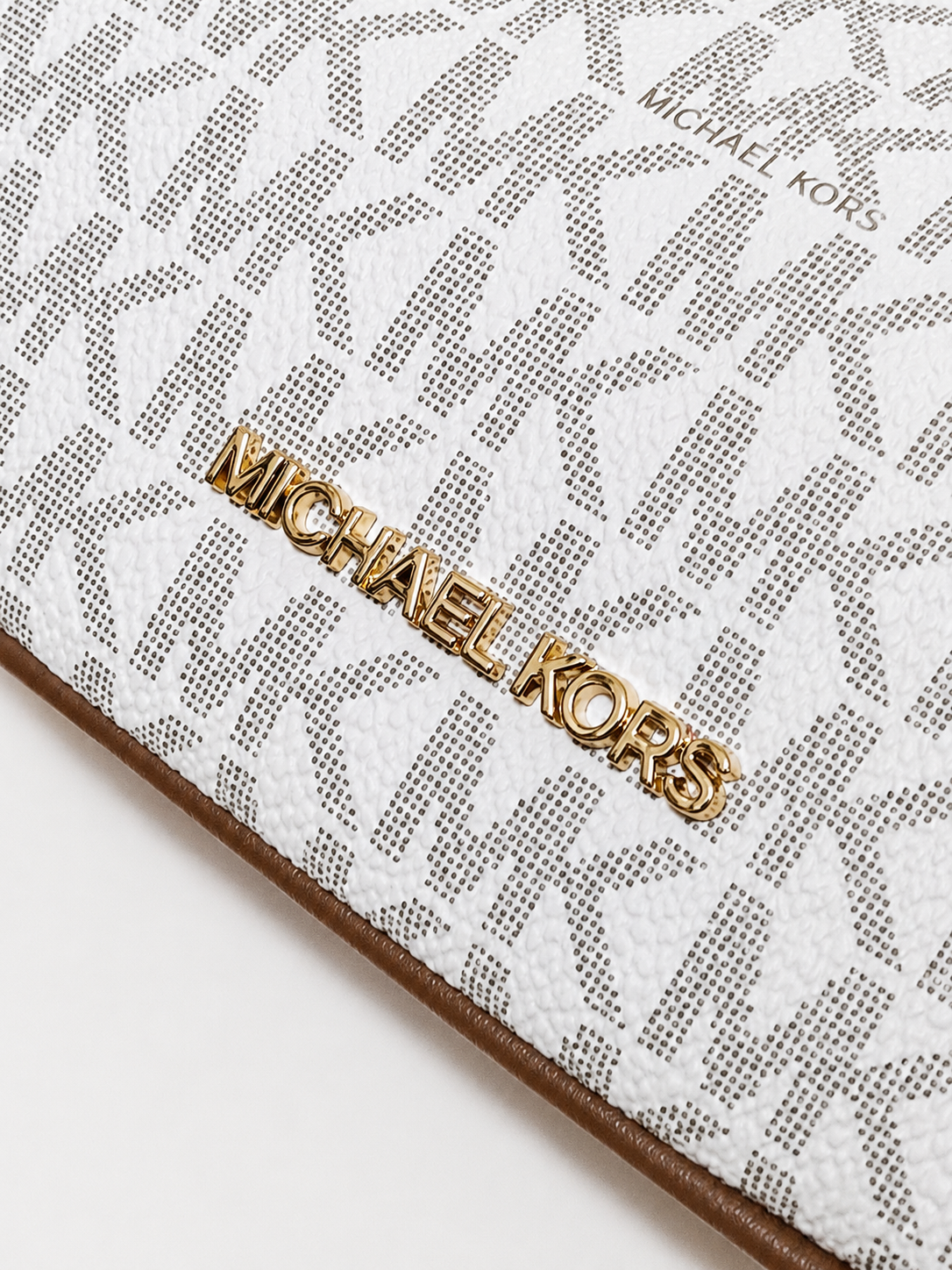 Michael Kors Monogram Shoulder Bag – White & Brown