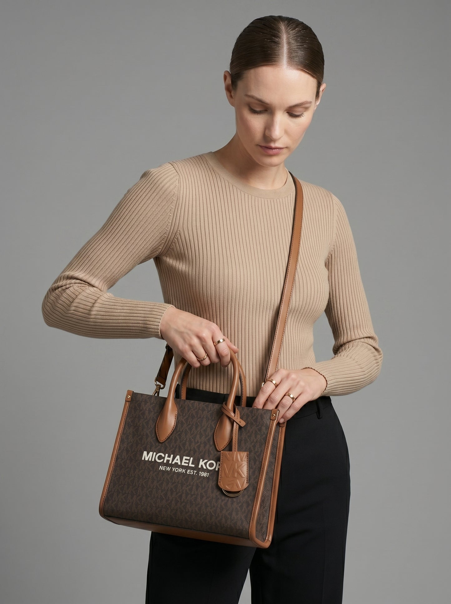 Michael Kors Monogram Tote Bag – Brown & Tan