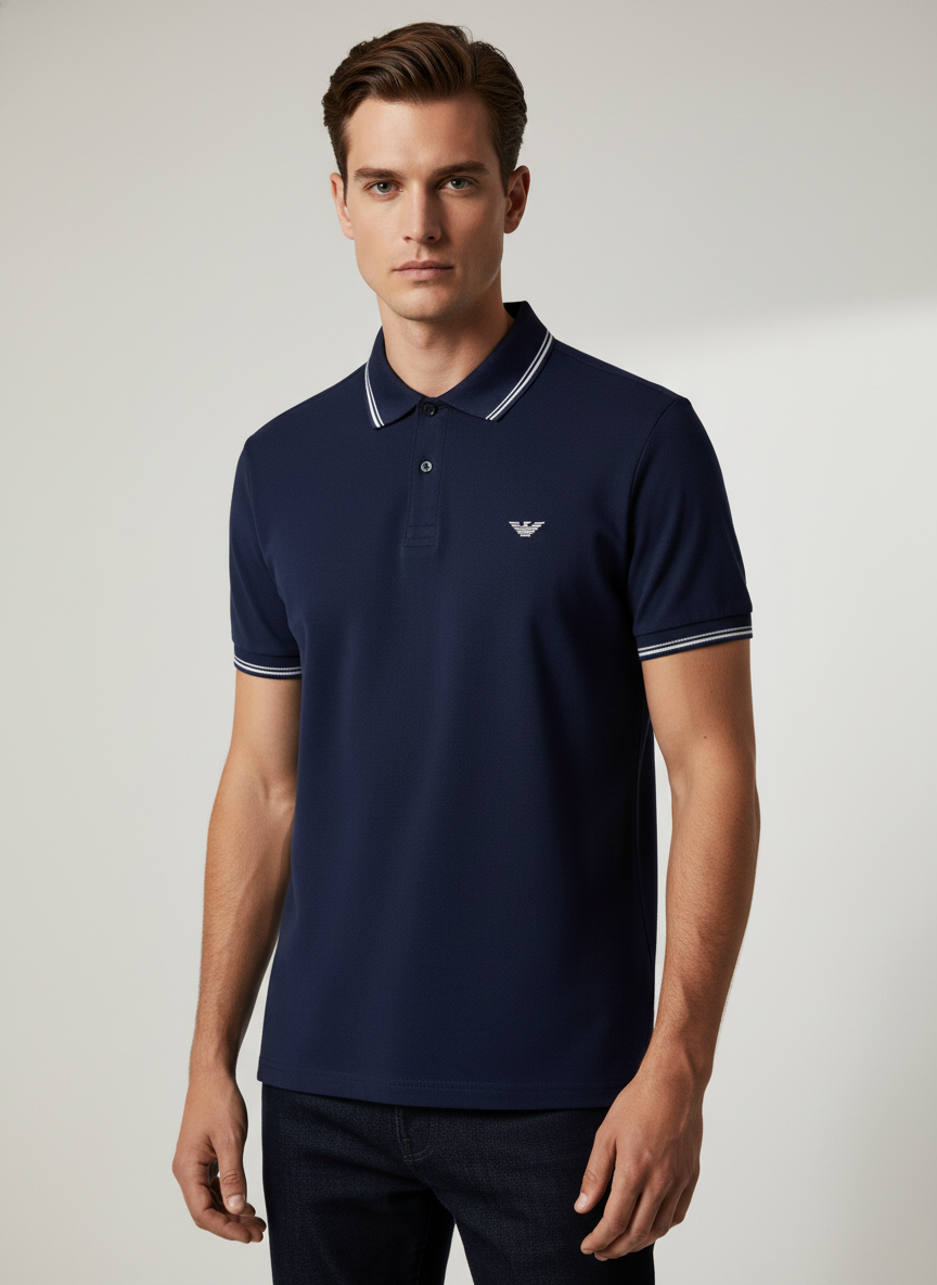 Emporio Armani embroidered-logo short-sleeved polo shirt
