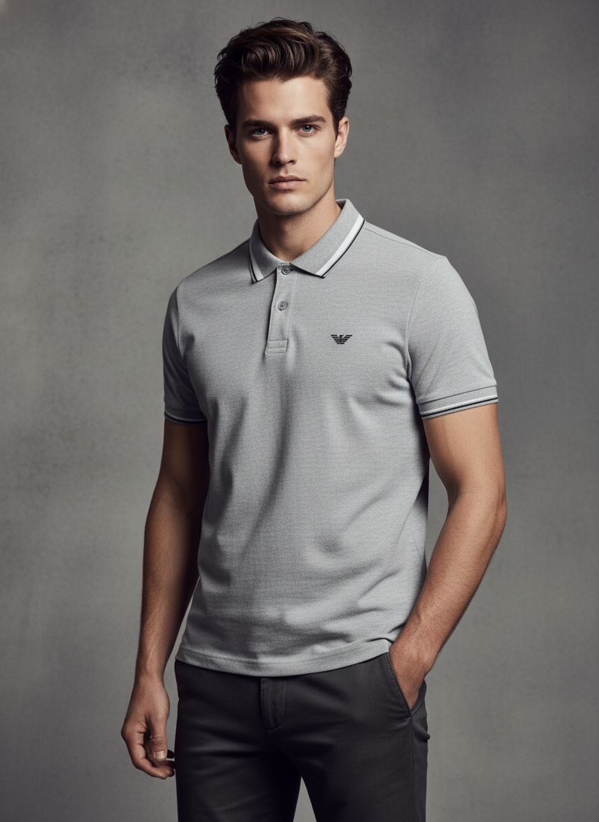 Emporio Armani embroidered-logo short-sleeved polo shirt