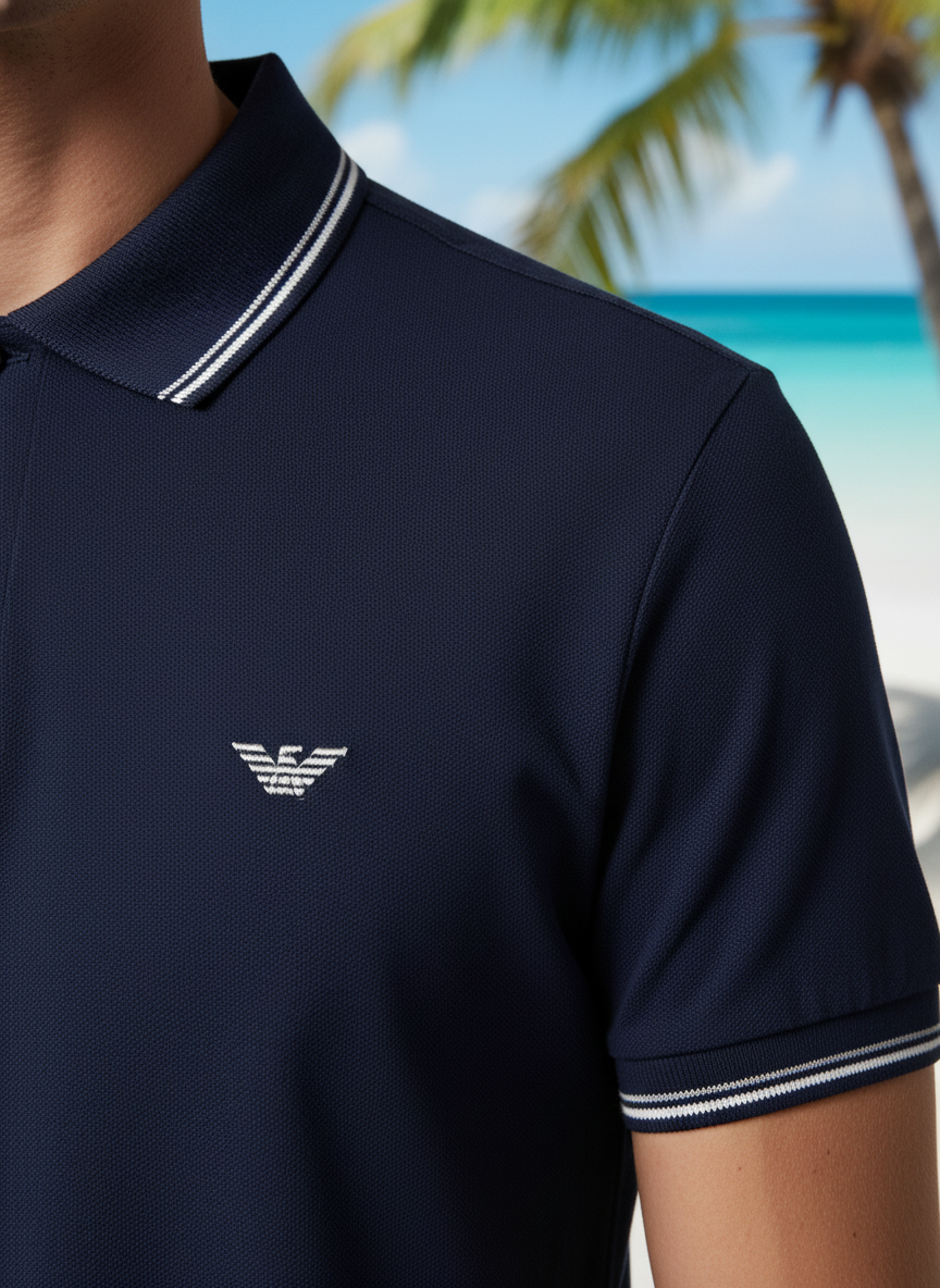 Emporio Armani embroidered-logo short-sleeved polo shirt