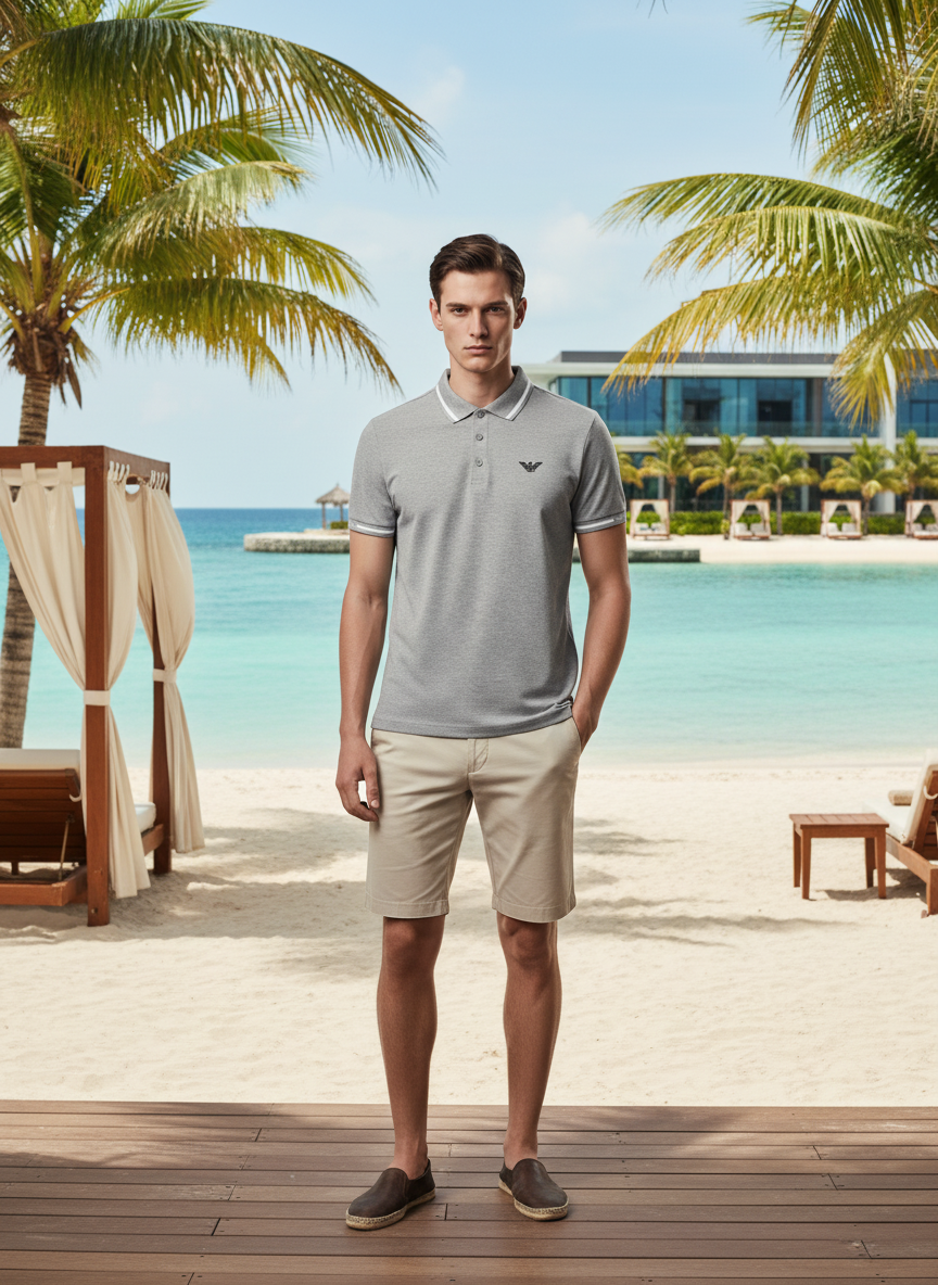 Emporio Armani embroidered-logo short-sleeved polo shirt