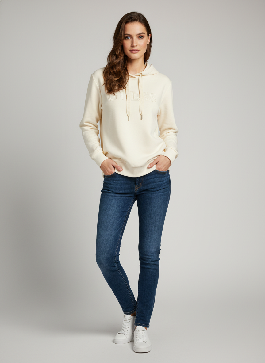 Guess Women's Monochromatic Embossed Logo Hoodie