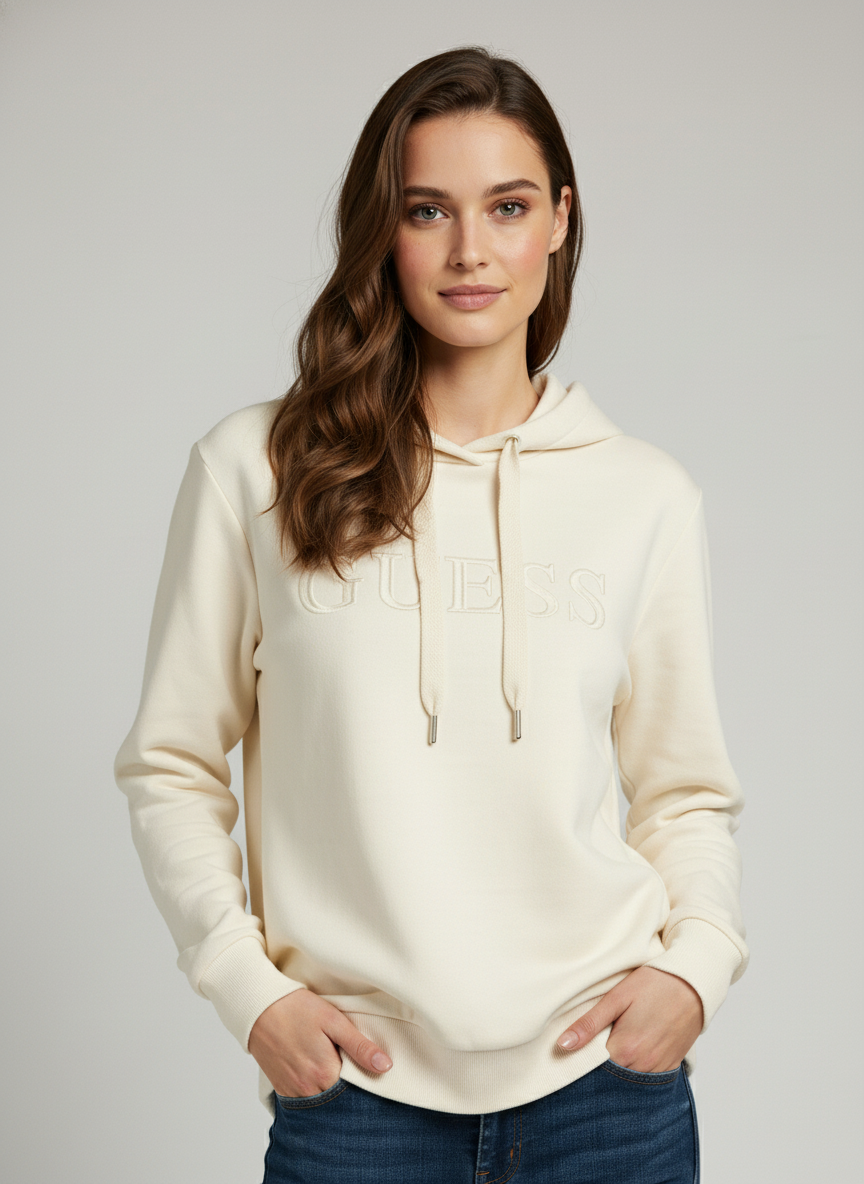 Guess Women's Monochromatic Embossed Logo Hoodie