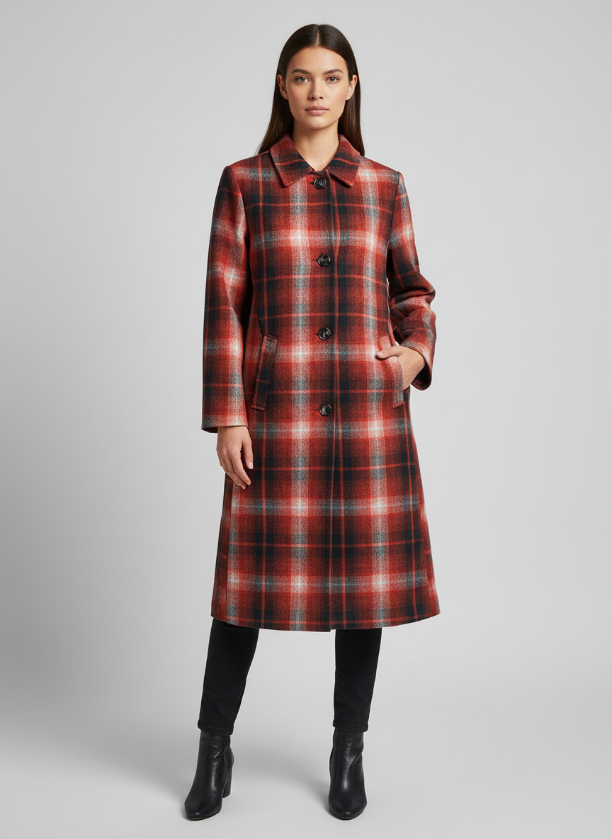 Tommy Hilfiger Women's Plaid Wool-Blend Statement Coat